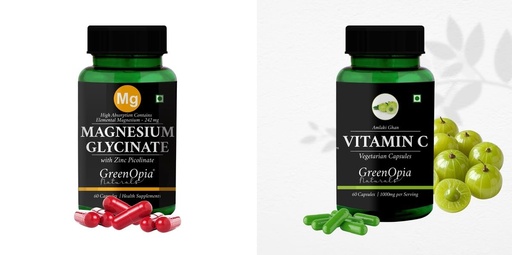 [BRSRYFQZBN5WE23U] Magnesium Glycinate Zinc Vitamin C Wellness Daily Vitality |60 CAPSULES