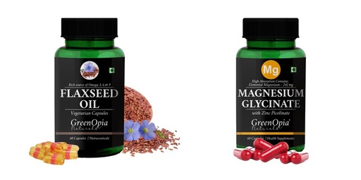 [BRSRYFQZCICAEFDP] Flax Seed Oil Magnesium Glycinate Zinc Wellness Daily Vitality |60 CAPSULES