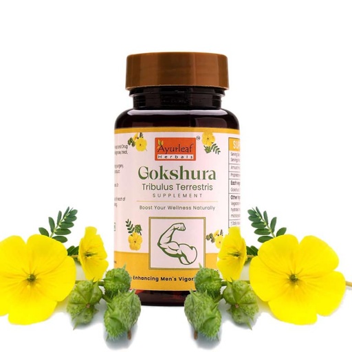 [BRSRAYL5CB7AOCT7] Ayurleaf Herbals Gokshura Tribulus-500mg Capsules | Boosts Vitality & Stamina | Supports Gut Health | 100% Natural Herb (Pack of 2, 120 Capsules)