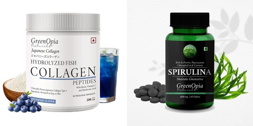 [BRSRYFQZAR7RAF33] Marine Collagen Peptides Powder Blueberry Spirulina Wellness Daily Vitality |60 CAPSULES