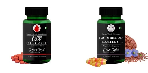 [BRSRYFQZBBYREE33] Iron Folic Acid Tablets Tocotrienols Flaxseed Oil Wellness Daily Vitality |60 CAPSULES
