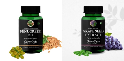 [BRSRYFQZOUNGKDTK] Fenugreek Oil Grape Seed Extract Wellness Daily Vitality |60 CAPSULES