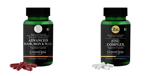 [BRSRYFQZOR6R6EL6] Advanced HSN (Hair, Skin Nails) Zinc Complex Wellness Daily Vitality |60 CAPSULES