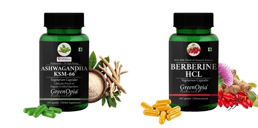 [BRSRYFQZCB6AO3Q6] Ashwagandha KSM66 Berberine HCl Wellness Daily Vitality |60 CAPSULES