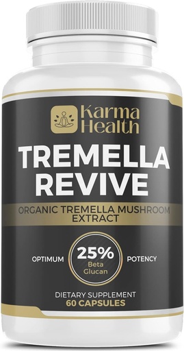 [BRSROYI3B57GA2Y4] Tremella Mushroom Powder Capsules - Compressed White Snow Fungus Mushroom Powder Supplement - 25% Beta Glucan Content, Vegan & GMO Free. Snow Fungus Organic Supplement