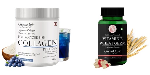 [BRSRYFQZBMPRU3IU] Marine Collagen Peptides Powder Blueberry Vitamin E Wheat Germ Oil Wellness Daily Vitality |60 CAPSULES