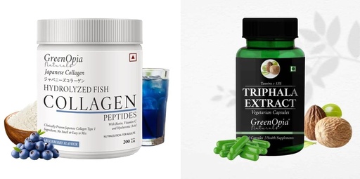 [BRSRYFQZB4DQGEYV] Marine Collagen Peptides Powder Blueberry Triphala Wellness Daily Vitality |60 CAPSULES