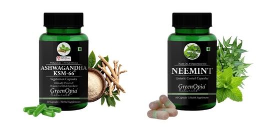 [BRSRYFQZBF6RQDQ7] Ashwagandha KSM66 Neemint Oil Wellness Daily Vitality |60 CAPSULES