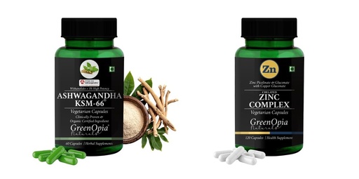[BRSRYFQZBMDQA2AU] Ashwagandha KSM66 Zinc Complex Wellness Daily Vitality |60 CAPSULES