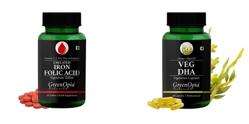 [BRSRYFQZAEMQOAI2] Iron Folic Acid Tablets Veg Dha Wellness Daily Vitality |60 CAPSULES