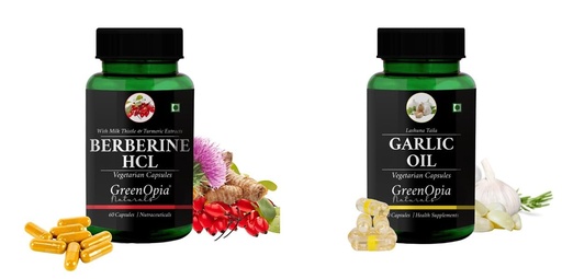 [BRSRYFQZOQPR4AA3] Berberine HCl Garlic Oil Wellness Daily Vitality |60 CAPSULES