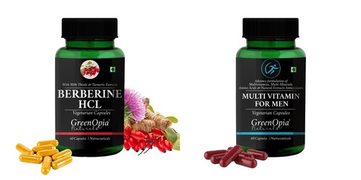 [BRSRYFQZBB5GY23L] Berberine HCl Multivitamins For Men Wellness Daily Vitality |60 CAPSULES