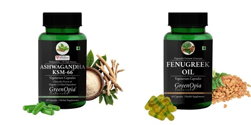 [BRSRYFQZAQFQEG33] Ashwagandha KSM66 Fenugreek Oil Wellness Daily Vitality |60 CAPSULES
