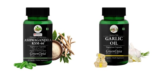 [BRSRYFQZBEFAOELL] Ashwagandha KSM66 Garlic Oil Wellness Daily Vitality |60 CAPSULES