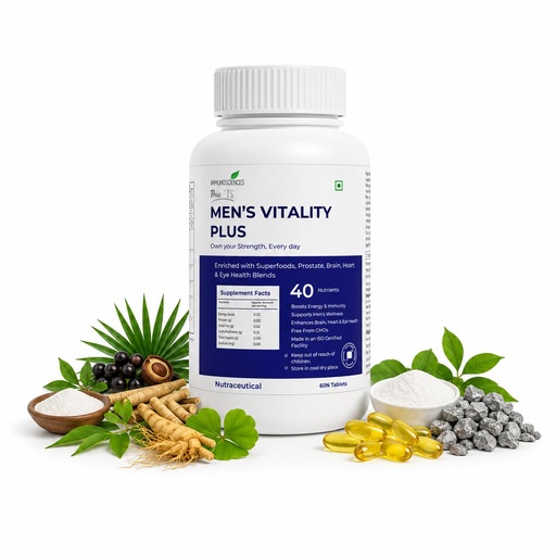 [BRSRGYLQCACA2A3F] Men’s Vitality Plus Tablets | Multivitamin with 40 Nutrients & Superfoods | Daily Nutrition Support for Men | 60 Tablets