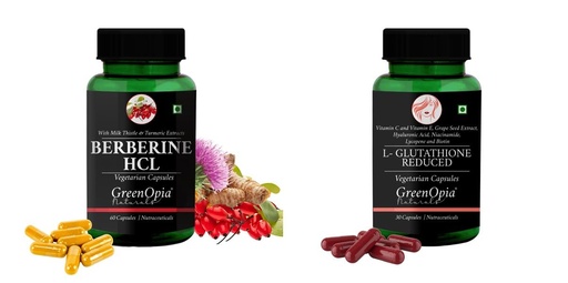 [BRSRYFQZCACR6HTH] Berberine HCl L Glutathione Reduced Wellness Daily Vitality |60 CAPSULES