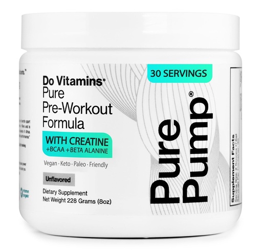 [BRSWIZIRAUBAOHLI] Do Vitamins - PurePump Unflavored All-Natural Pre Workout Powder for Men & Women - Clean Preworkout with Creatine, BCAA, Beta Alanine - Best for Energy, Focus & Pump - Vegan, Keto, Paleo 30 Servings