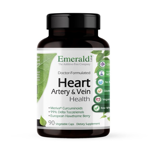 [BRSWIZQACMBRGEA5] Emerald Labs Heart, Artery & Vein Health - With Hawthorn Berry and Meriva Curcuminoids - 90 Vegetable Capsules