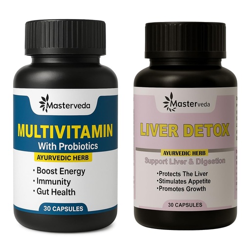 [BRSRGHY2BACA223K] Herbal Multivitamin (30 Capsule) & Herbal Liver Detox (30 Capsule) Combo | Daily Nutrition & Liver Care Support