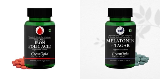 [BRSRYFQZB4HA4AYV] Iron Folic Acid Tablets Melatonin 10mg With Tagar 250mg Wellness Daily Vitality |60 CAPSULES