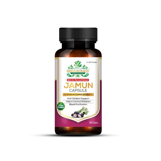 [BRSREBQ2BACBMELA] Shudh Extracts Jamun Capsule -10X Power Herbal Extract for Advanced Blood Sugar Management, Antioxidant Defense, and Blood Purification - 30 Capsules