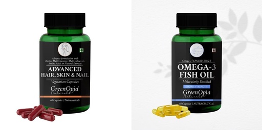 [BRSRYFQZBANR43A7] Advanced HSN (Hair, Skin Nails) Fish Oil Double Strength Wellness Daily Vitality |60 CAPSULES