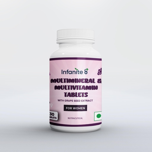 [BRSREHD5BYCB4CLO] infanite 8 Multivitamin & Multimineral Tablets for Women with Grape Seed Extract, Biotin & 30 Key Nutrients | Immunity, Energy, Skin, Hair, Bone & Hormonal Support | 30 Tablets