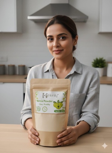 [BRSRGZANDIFQ4DY6] Henly 100% Natural Amla Indian Gooseberry Fruit Powder for Hair Growth, Skin, Drinking and Eating, 200g