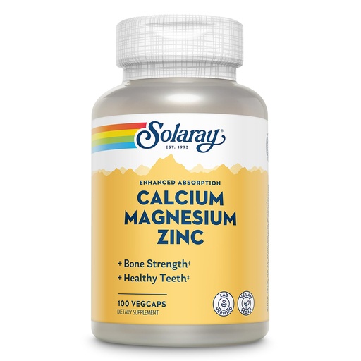 [BRSWIY3YAUOBWGYV] SOLARAY Calcium Magnesium Zinc Supplement - with Calcium 1000mg, Magnesium 500mg - Bone Health, Muscle Function, Heart Health and Immune Support - Vegan, 60 Day Guarantee, 25 Servings, 100 VegCaps
