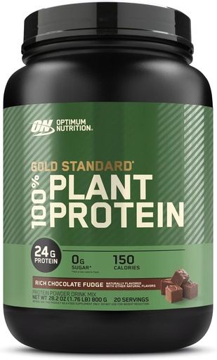 [BRSW2BAECMIAGD3V] Optimum Nutrition Gold Standard 100% Bitkili Protein Toz, Gluten Pulsuz, Amino Acids ilə Muscle Support və Recovery üçün Vegan Protein - Rich Chocolate Fudge, 20 Xidmət May Vary)