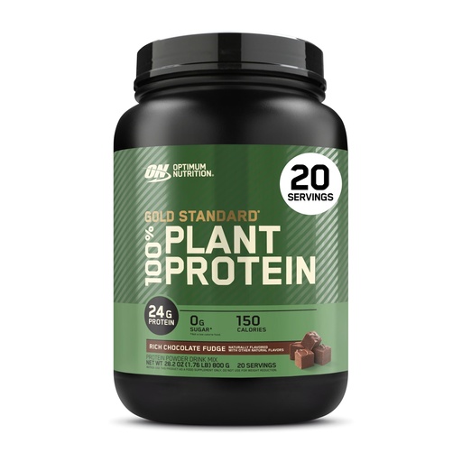 [BRSW2BAECMIAGD3V] Optimum Nutrition Gold Standard 100% Plant Based Protein Powder, Gluten Free, Vegan Protein for Muscle Support and Recovery with Amino Acids - Rich Chocolate Fudge, 20 Servings (Packaging May Vary)