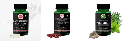 [BRSRYFQZCMPRAGY3] L Carnitine 1 +L Glutathione Reduced + Neemint Oil Daily Health Pack |60 CAPSULES