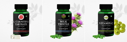 [BRSRYFQZPIAWYHT5] L Carnitine 1 + Milk Thistle Vitamin C Daily Health Pack |60 CAPSULES