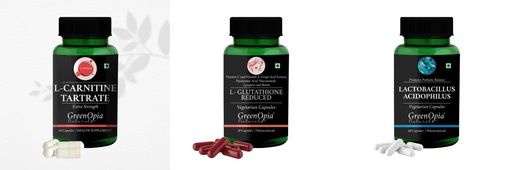 [BRSRYFQZBEMRMDLZ] L Carnitine 1 +L Glutathione Reduced +Lactobacillus Daily Health Pack |60 CAPSULES