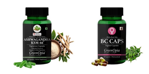 [BRSRYFAHA4PREHQ4] Ashwagandha KSM66 BC Caps Vaginal Wellness Daily Vitality 60 CAPSULES
