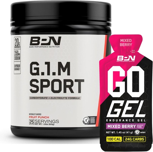 [BRSROCYKBUOWKFLK] BARE PERFORMANCE NUTRITION BPN G.1.M. Sport Endurance Training Fuel & Go Gel Endurance Gel Mixed Berry Bundle