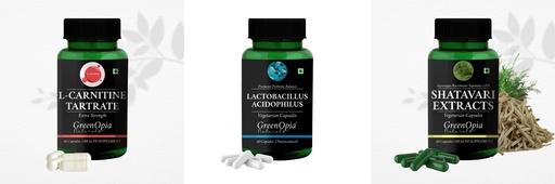 [BRSRYFQZBB6QM3LA] L Carnitine 1 +Lactobacillus + Shatavari Daily Health Pack |60 CAPSULES