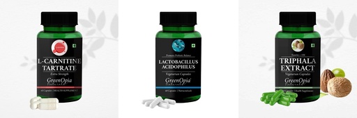 [BRSRYFQZOQMWE2TD] L Carnitine 1 +Lactobacillus + Triphala Daily Health Pack |60 CAPSULES
