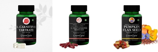 [BRSRYFQZBZ5AYYDA] L Carnitine 1 +L Glutathione Reduced + Pumpkin Oil Daily Health Pack |60 CAPSULES