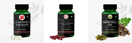 [BRSRYFQZBAAQOAY7] L Carnitine 1 +L Glutathione Reduced + Moringa Seed Oil Daily Health Pack |60 CAPSULES