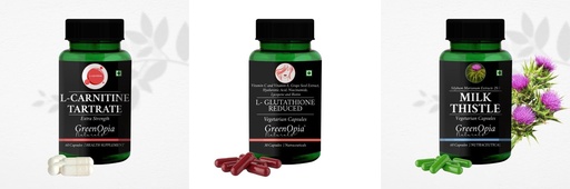 [BRSRYFQZAUCQYAYU] L Carnitine 1 +L Glutathione Reduced + Milk Thistle Daily Health Pack |60 CAPSULES