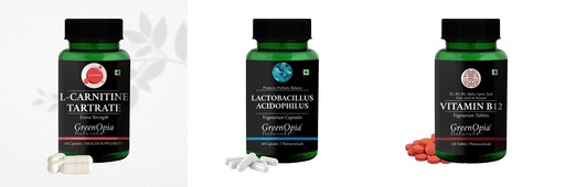[BRSRYFQZA57AIELD] L Carnitine 1 +Lactobacillus + Vitamin B12 Tablets Daily Health Pack |60 CAPSULES