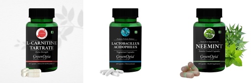 [BRSRYFQZAAIAKD3D] L Carnitine 1 +Lactobacillus + Neemint Oil Daily Health Pack |60 CAPSULES