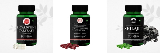 [BRSRYFQZAECR6YLL] L Carnitine 1 +L Glutathione Reduced + Shilajit Daily Health Pack |60 CAPSULES