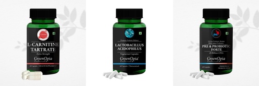 [BRSRYFQZAUJREG32] L Carnitine 1 +Lactobacillus + Pre And Probiotics Forte 60 Daily Health Pack |60 CAPSULES