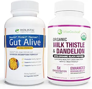 [BRSW2AIZAB7GYADO] All-Natural Liver and Gut Support | Organic Milk Thistle, Organic Dandelion Root & Organic Black Pepper | Ginger, Artichoke Leaf Extract, Deglycerized Licorice Root & Patented Zinc Carnosine
