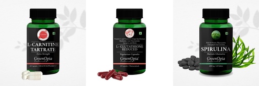 [BRSRYFQZAUMWKDTF] L Carnitine 1 +L Glutathione Reduced + Spirulina Daily Health Pack |60 CAPSULES