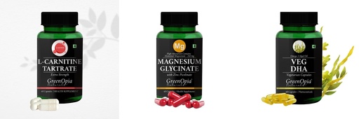 [BRSRYFQZB55GKC3A] L Carnitine 1 + Magnesium Glycinate Zinc Veg Dha Daily Health Pack |60 CAPSULES