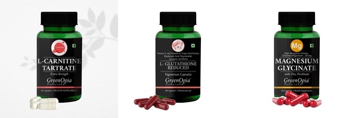 [BRSRYFQZCMHAMEIU] L Carnitine 1 +L Glutathione Reduced + Magnesium Glycinate Zinc Daily Health Pack |60 CAPSULES