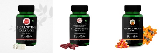 [BRSRYFQZBB5B6FD4] L Carnitine 1 +L Glutathione Reduced + Sea Buckthorn Oil Daily Health Pack |60 CAPSULES